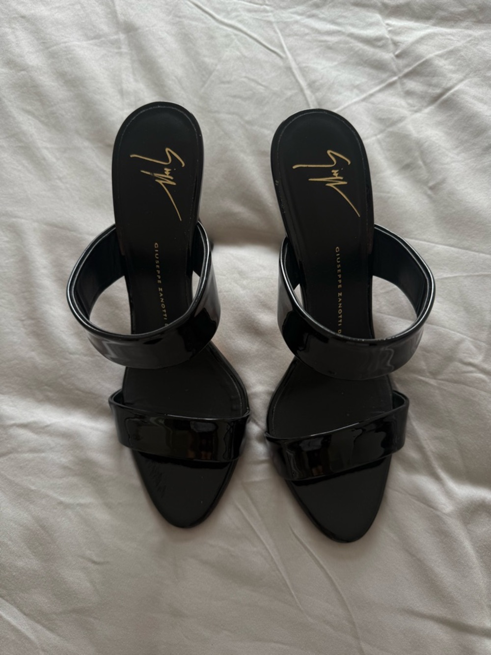 Giuseppe Zanotti Black Patent Double-Band Heel Slides